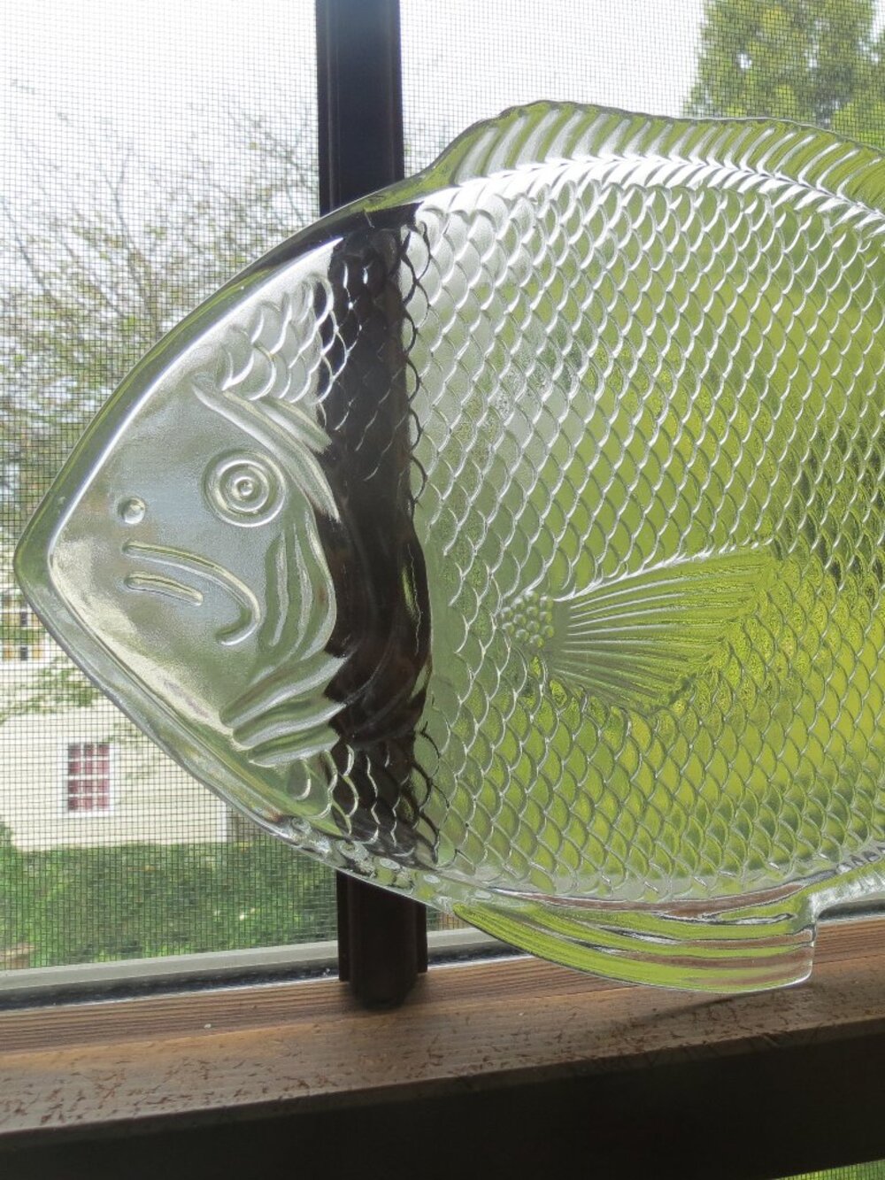 Clear Glass FISH Vintage Serving Platter ANCHOR HOCKING Shaped Oven-Proof